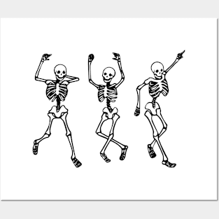 three skeleton dancing - funny halloween Posters and Art